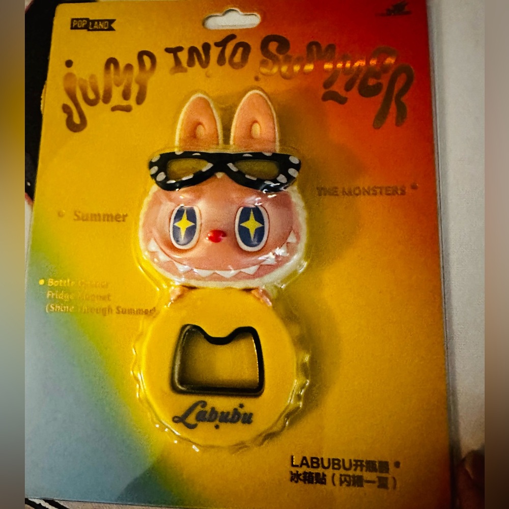 POP LAND Jump Into Summer The Monsters Bottle Opener Fridge Magnet Labubu - Picture 5 of 5